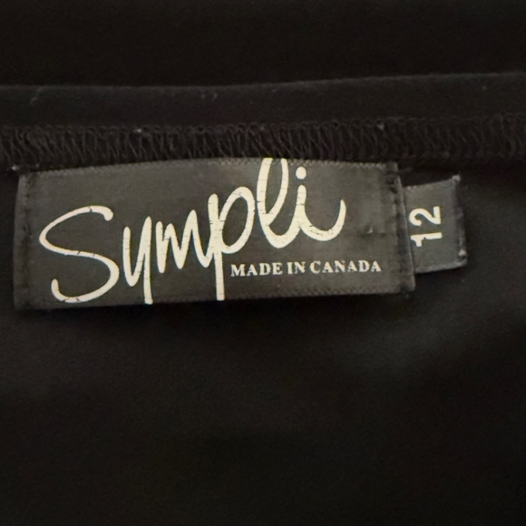 Sympli 3/4 Bell Sleeve Top Size 12 Large Black Pullover Slinky Jersey Knit - Picture 4 of 4